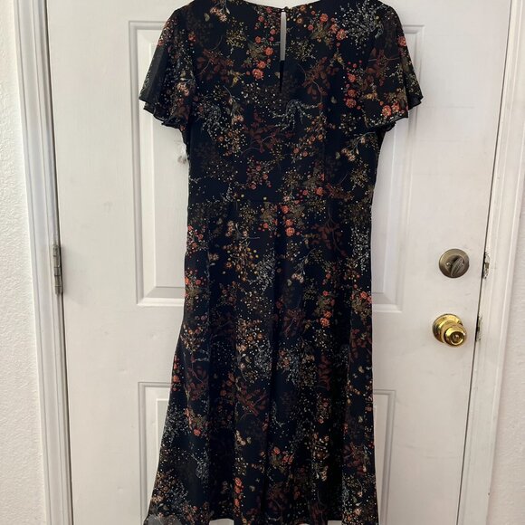 Modcloth Woman's Beaded Embellished Sequin Floral A-Line Midi Dress Sz Lr - Picture 7 of 12
